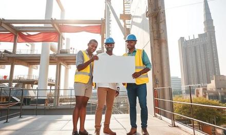 Kenyan project team reviewing costs